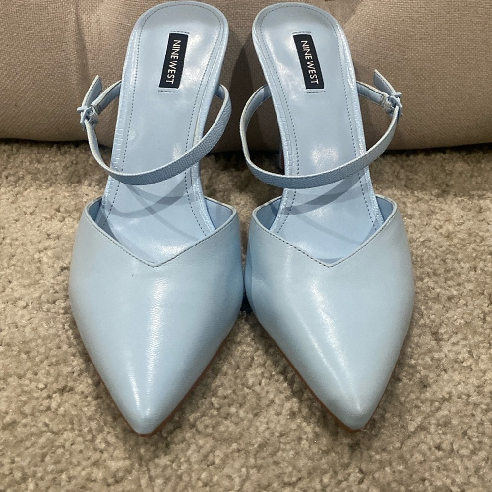 Nine West light blue mules sz 12